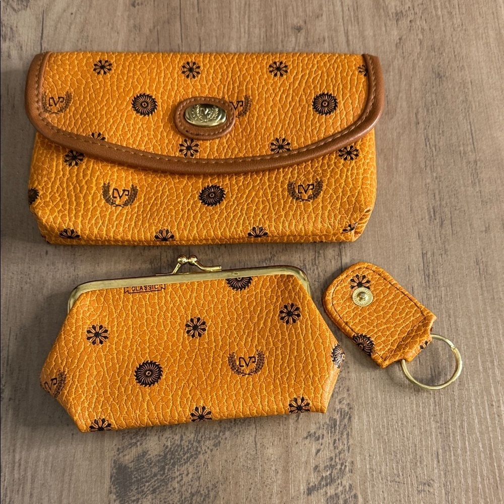Three piece Faux leather Clutch Coin Purse & key holder set